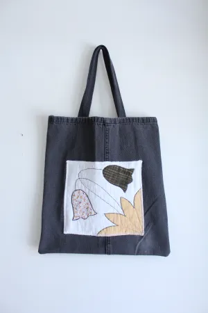 Quilt Patch Upcycled Black Denim Totebags