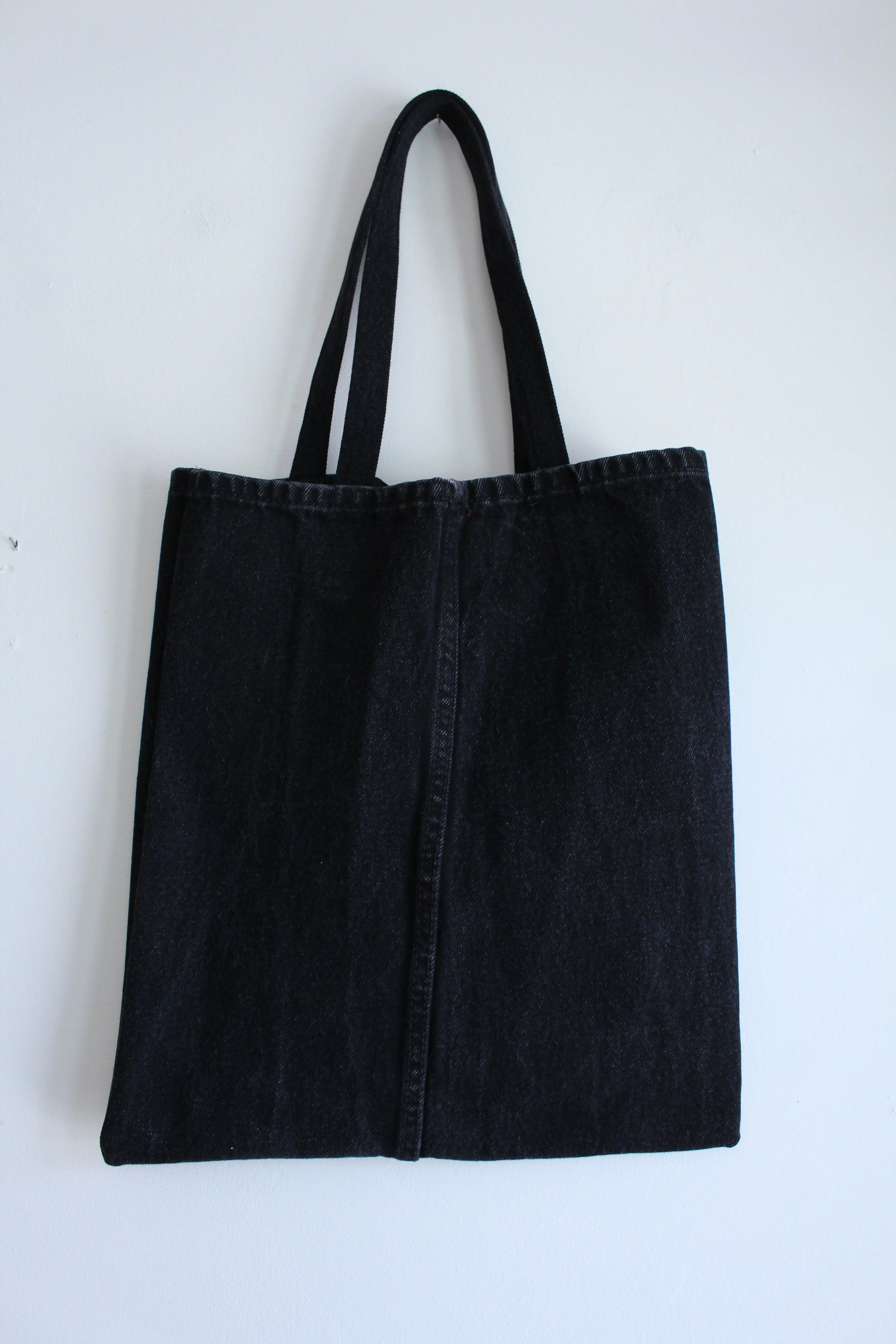 Quilt Patch Upcycled Black Denim Totebags