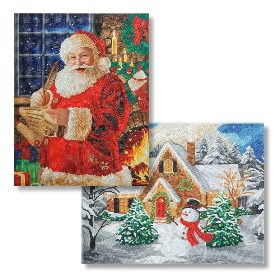 "Classic Christmas Set" Crystal Art Canvas Kit 35cmx45cm set of 2