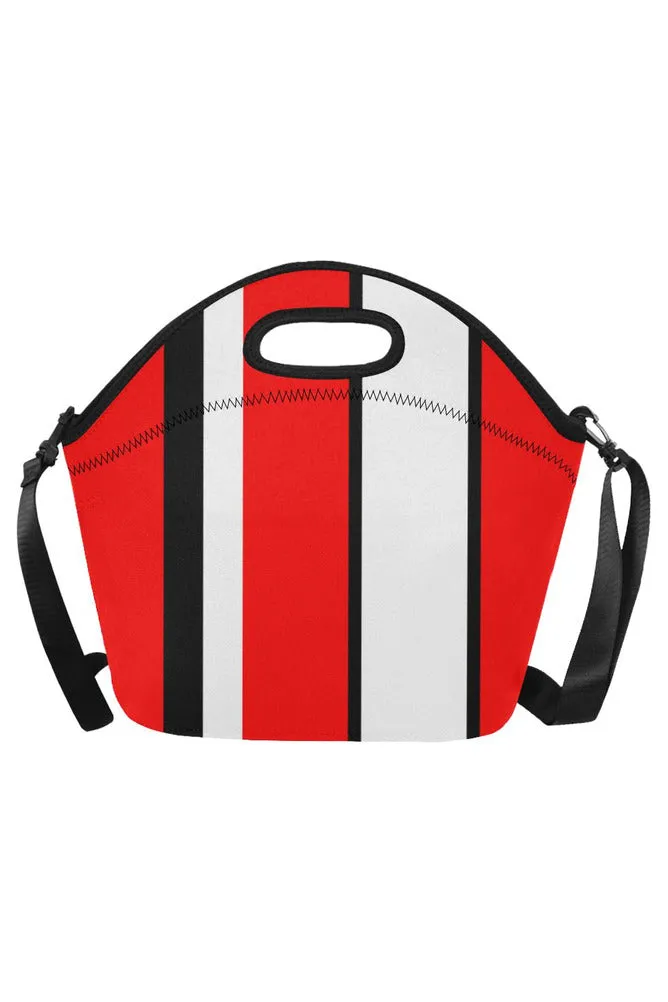 red black white stripe Neoprene Lunch Bag/Large (Model 1669)