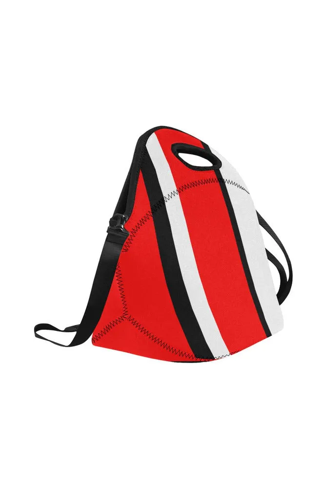 red black white stripe Neoprene Lunch Bag/Large (Model 1669)