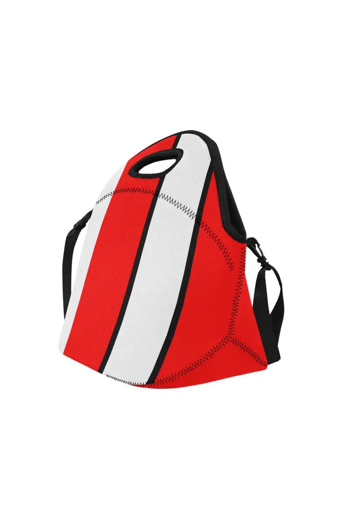 red black white stripe Neoprene Lunch Bag/Large (Model 1669)