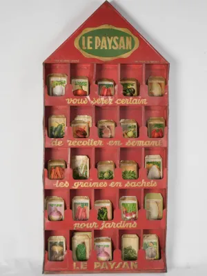 Red Mid-20th Century French "Le Paysan" Seed Display with Seed Packets 41¾"