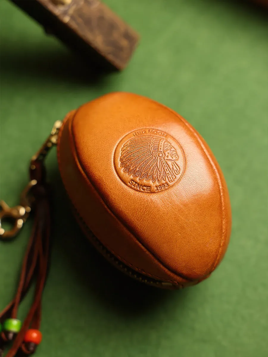 Retro Handmade American Football Shape Leather Pouch