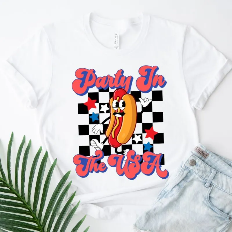 Retro Hotdog Party In The USA design PNG Download