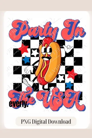 Retro Hotdog Party In The USA design PNG Download