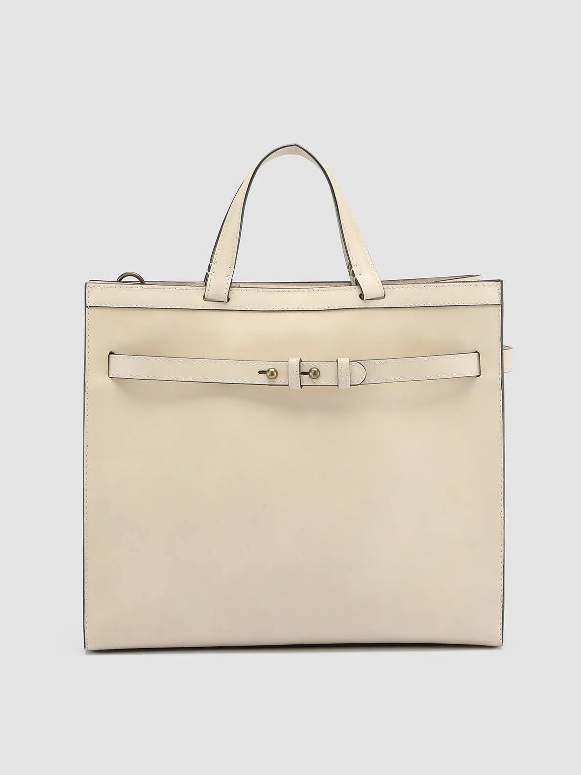 SADDLE 015 - Ivory Leather Handle Bag