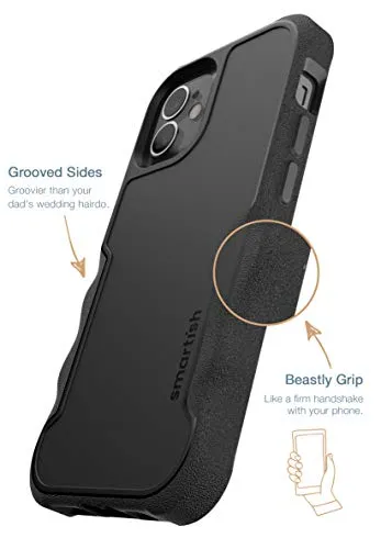 Smartish iPhone 12 Mini Armor Case - Gripzilla [Rugged   Protective] Slim Tough Grip Cover - Black Tie Affair