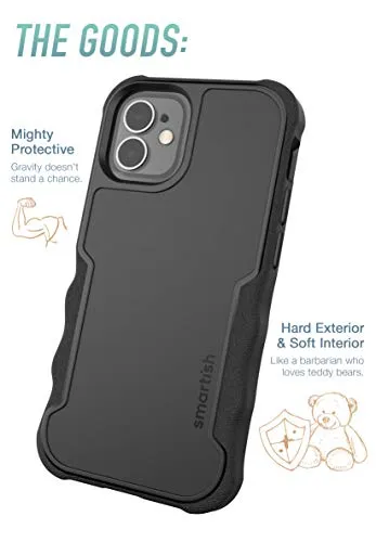 Smartish iPhone 12 Mini Armor Case - Gripzilla [Rugged   Protective] Slim Tough Grip Cover - Black Tie Affair