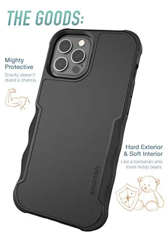 Smartish iPhone 12 Pro Max Armor Case - Gripzilla [Rugged   Protective] Slim Tough Grip Cover - Black Tie Affair