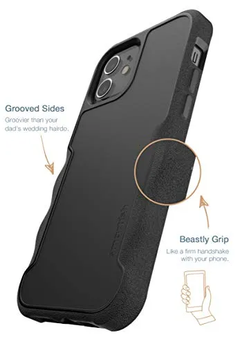 Smartish iPhone 12/12 Pro Armor Case - Gripzilla [Rugged   Protective] Slim Tough Grip Cover - Black Tie Affair