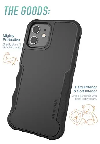 Smartish iPhone 12/12 Pro Armor Case - Gripzilla [Rugged   Protective] Slim Tough Grip Cover - Black Tie Affair