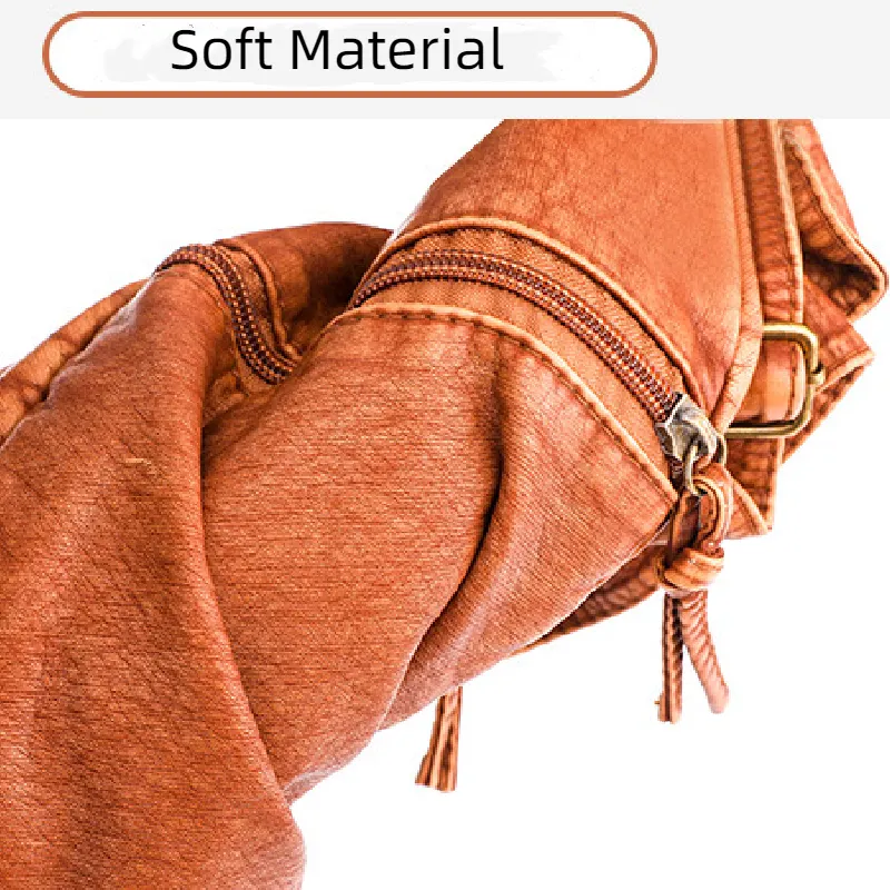 Sohiwoo Minimalist Retro Sling Bag Solid Color Soft Chest Bag Multifunctional Zipper Chest Bag