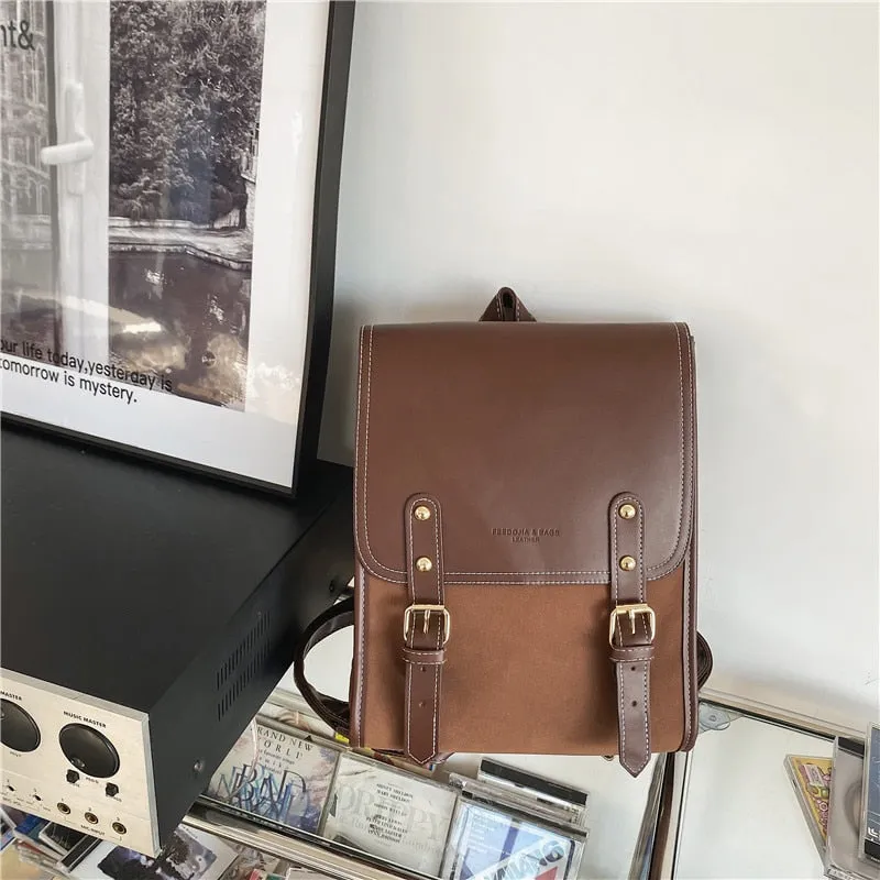 Sohiwoo Retro Pu Leather Backpack