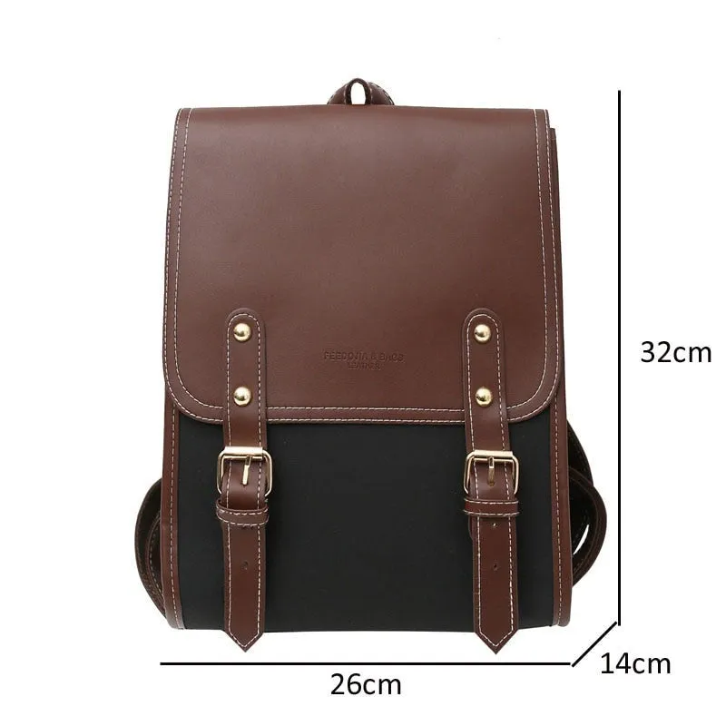 Sohiwoo Retro Pu Leather Backpack