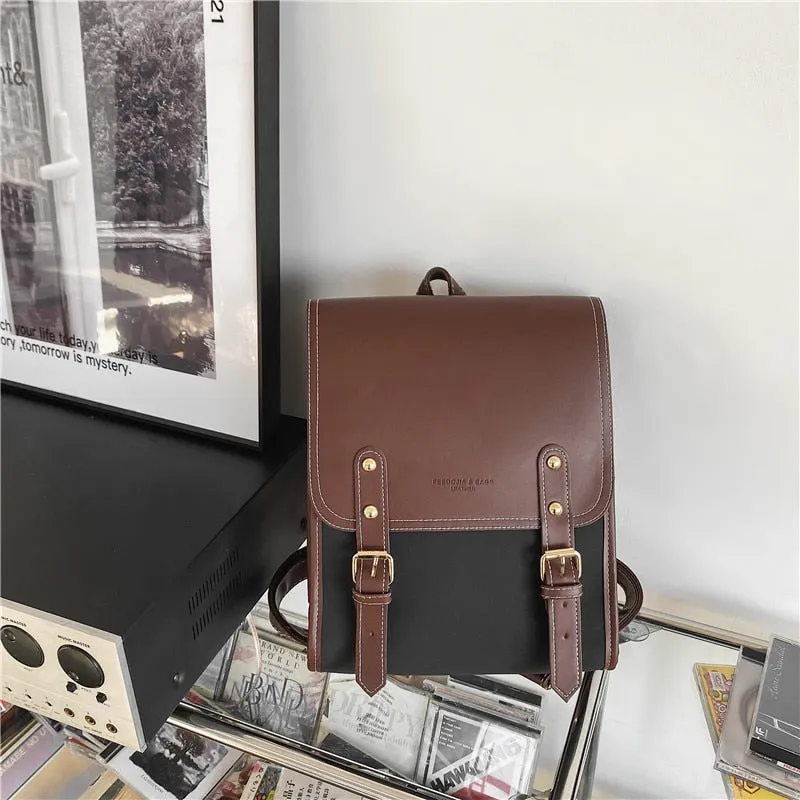 Sohiwoo Retro Pu Leather Backpack