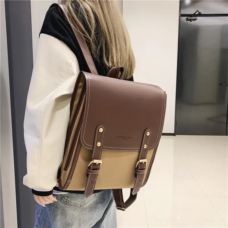 Sohiwoo Retro Pu Leather Backpack