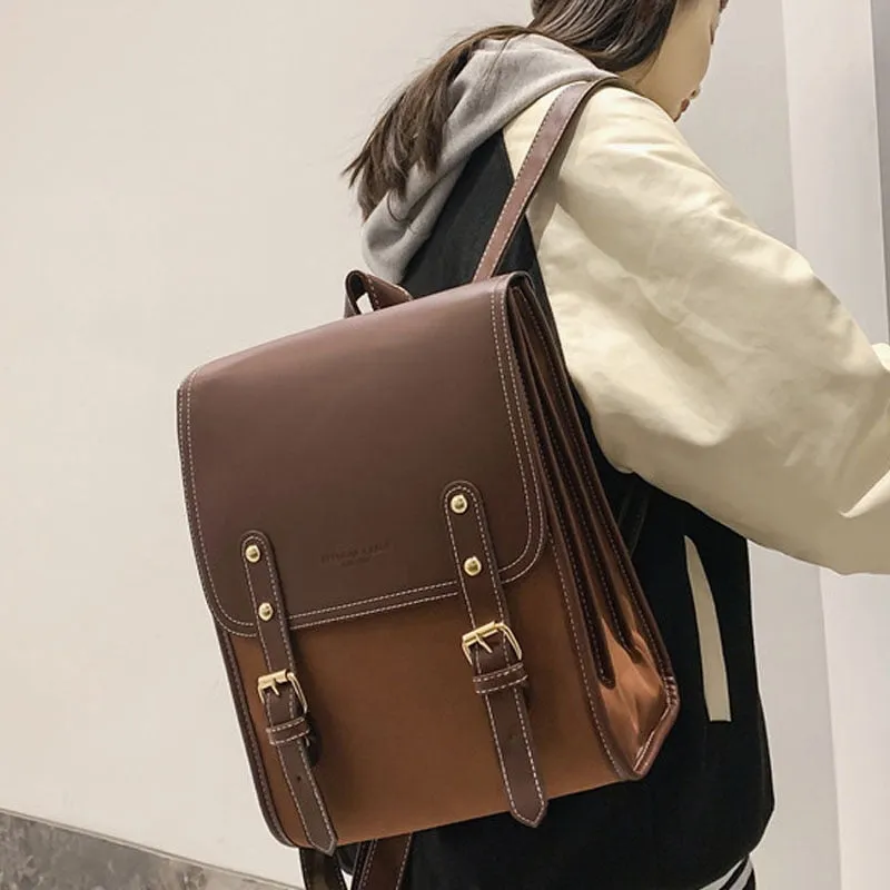 Sohiwoo Retro Pu Leather Backpack