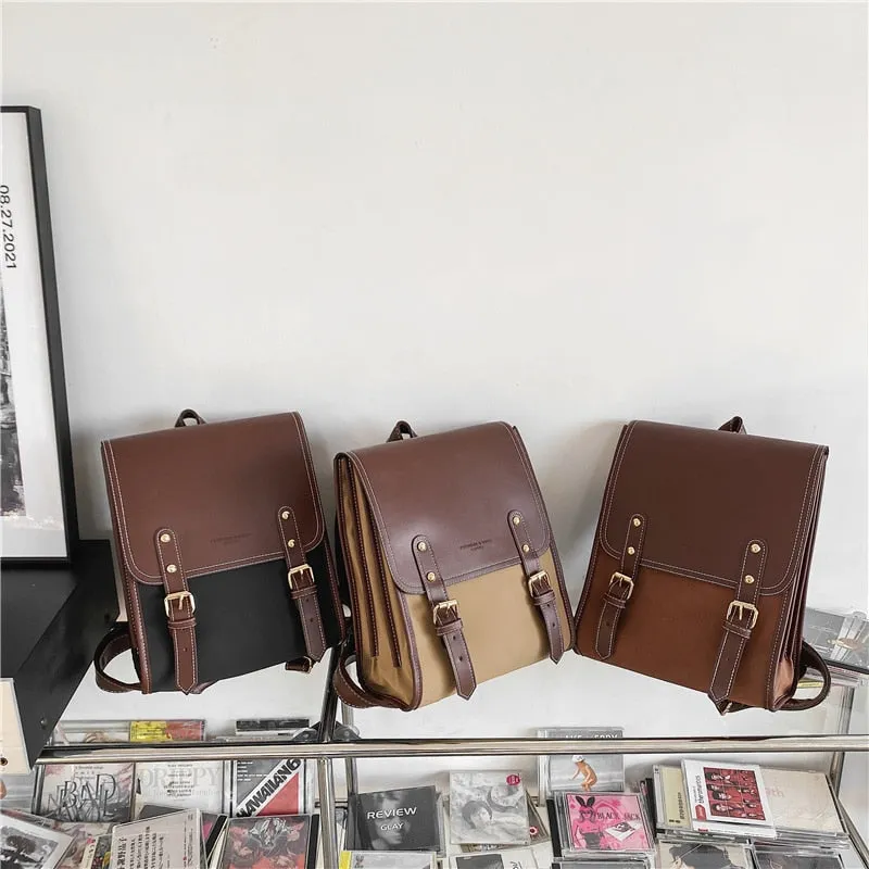 Sohiwoo Retro Pu Leather Backpack