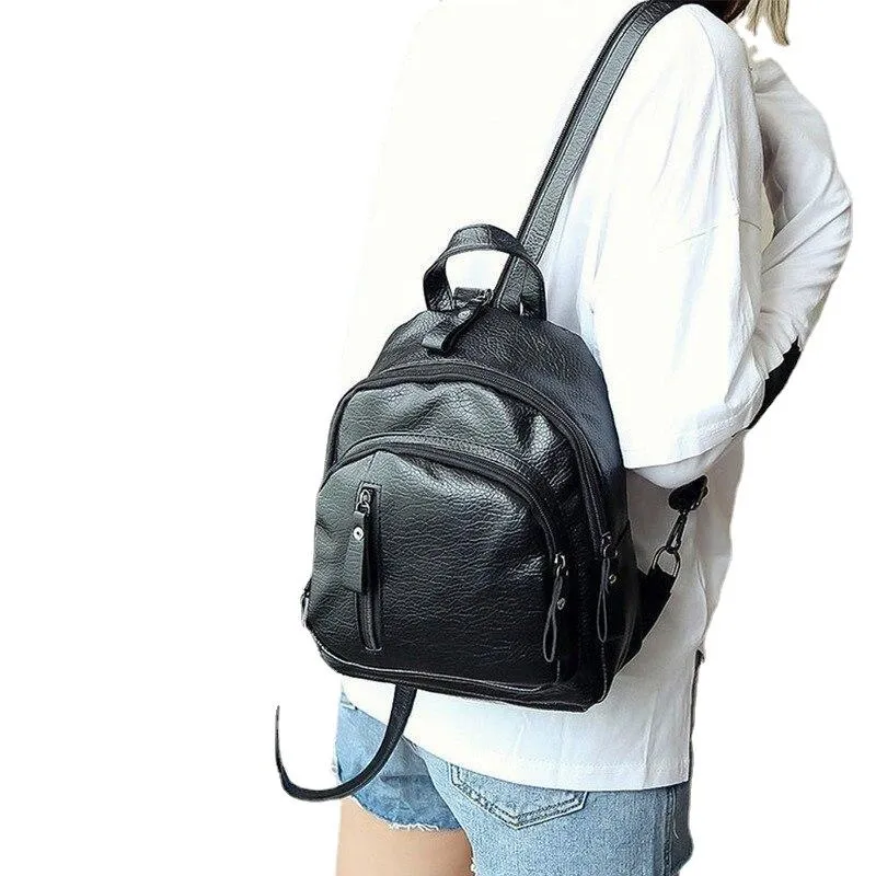 Stylish Multifunctional Women's Small Leather Backpack