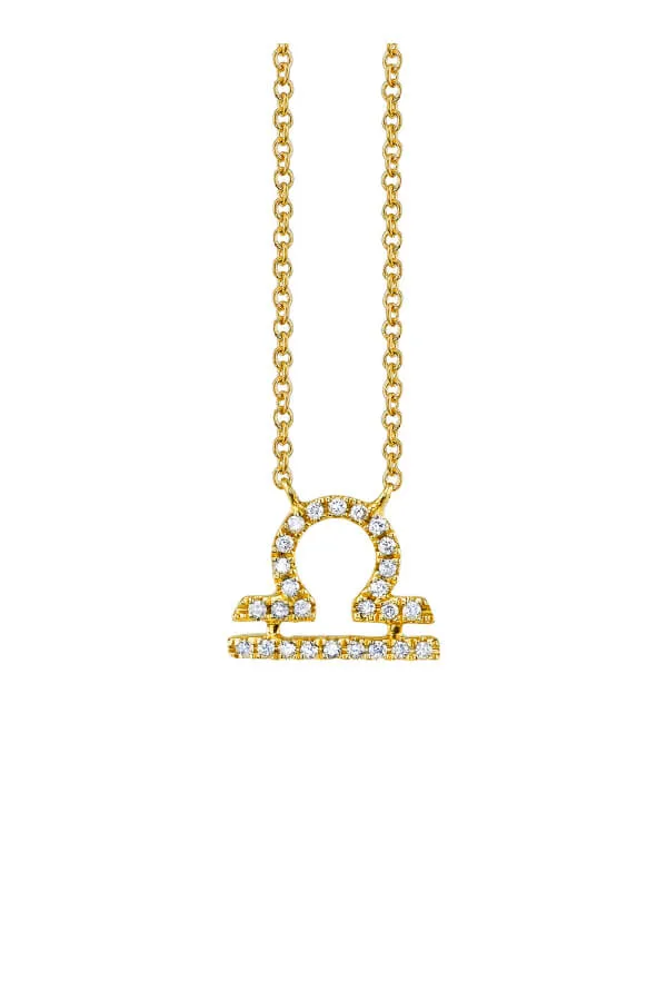 Sydney Evan Pave Libra Charm Necklace - Yellow Gold