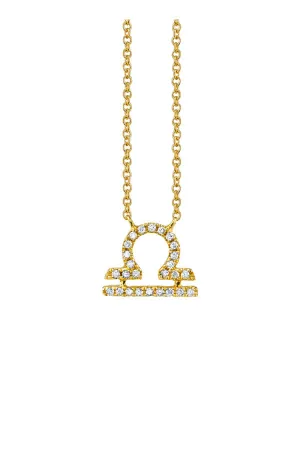 Sydney Evan Pave Libra Charm Necklace - Yellow Gold