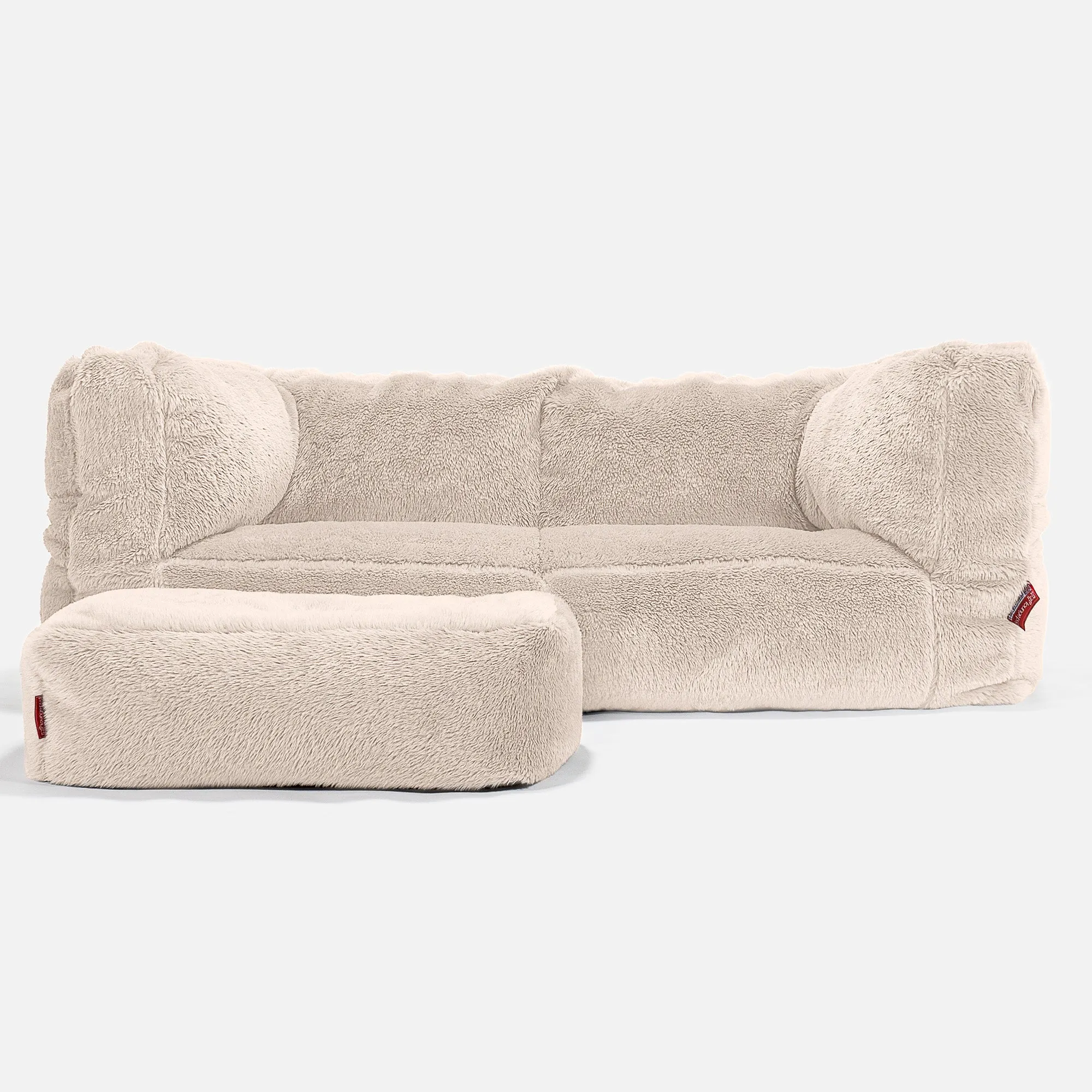 The 2 Seater Albert Sofa Bean Bag - Teddy Faux Fur Cream