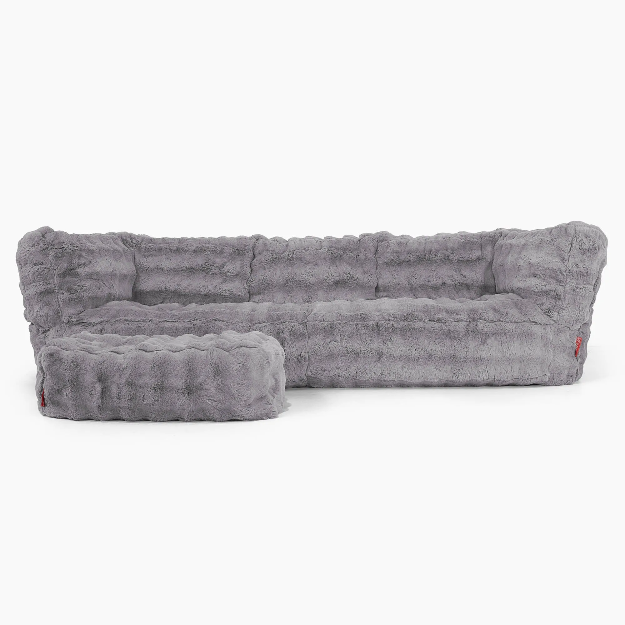 The 3 Seater Albert Sofa Bean Bag - Bubble Faux Fur Grey