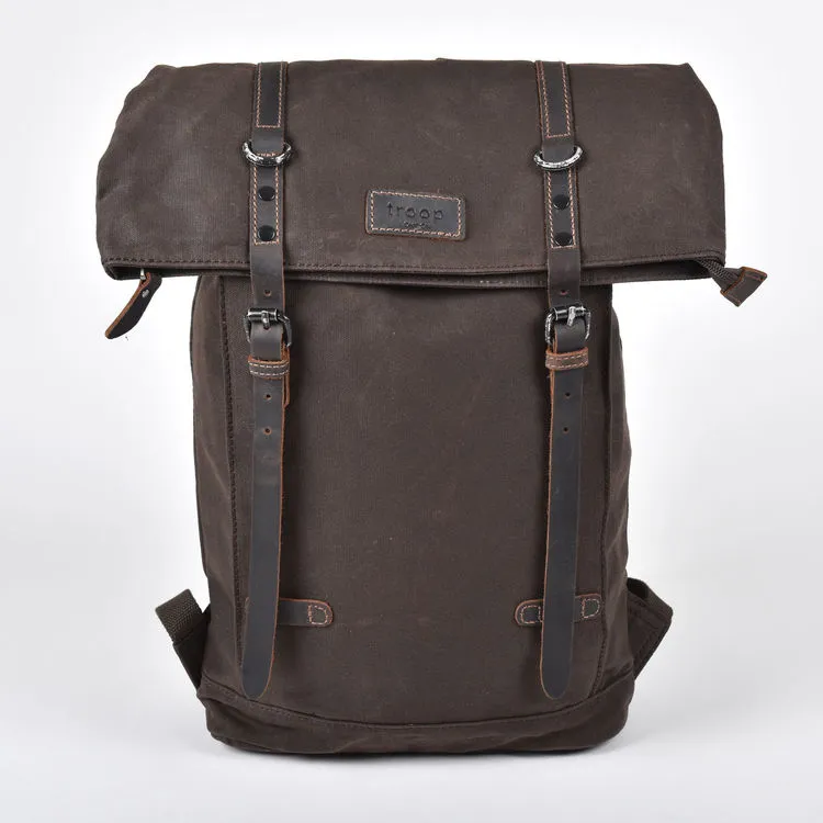 Troop Heritage Canvas Leather Brown Laptop Backpack