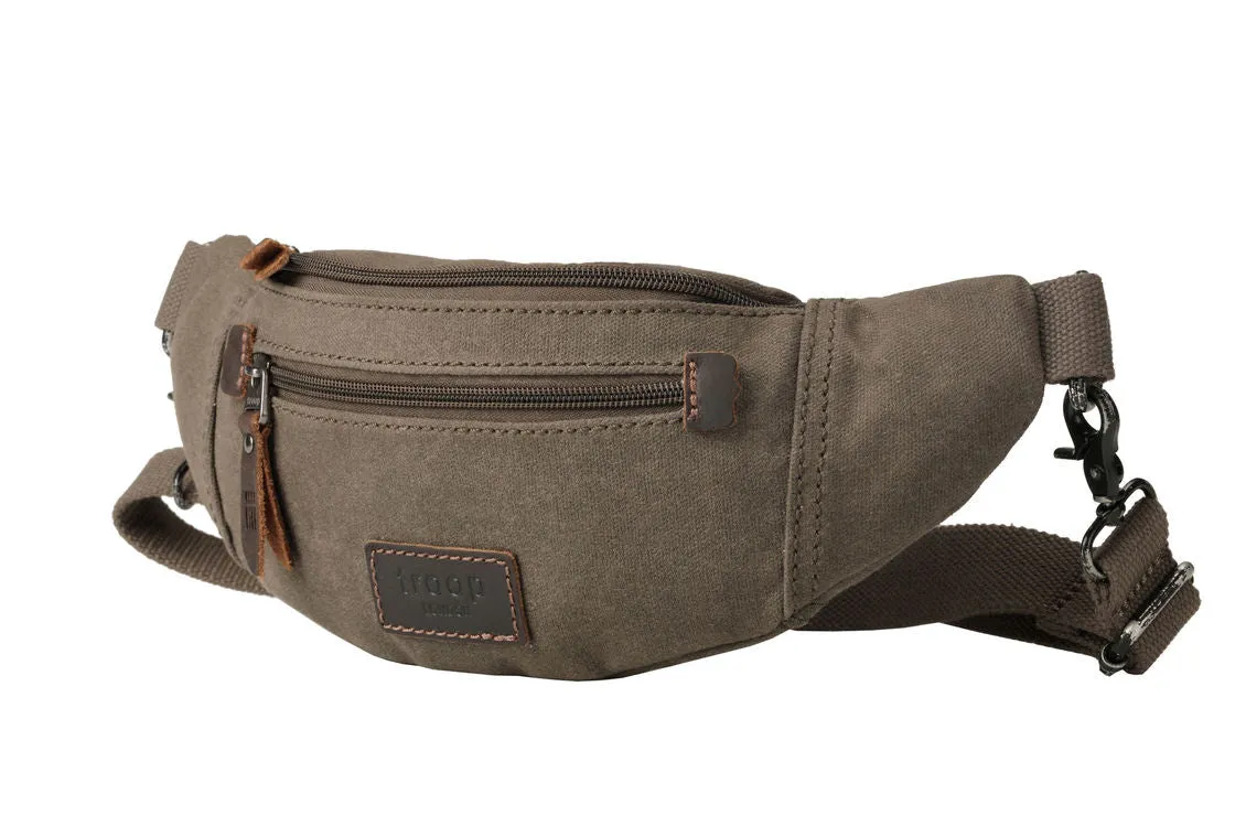 Troop London Heritage Olive Canvas Waist Bumbag