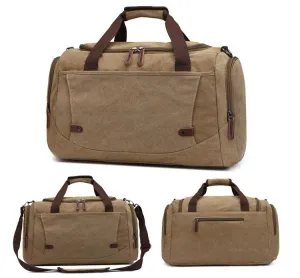 Vintage Canvas Large Capacity Travel Bag-Khaki