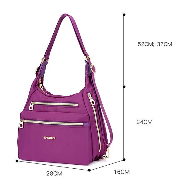 Women Multifunctional Waterproof Multi-Pocket Nylon Backpack Shoulder Handbag Travel Bag