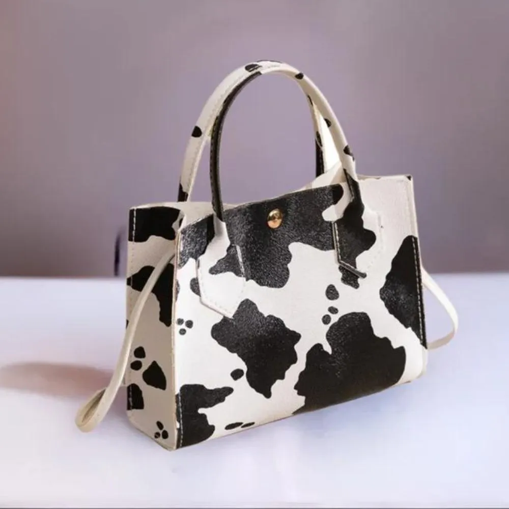 Womens Black and White Cowhide Leather Purse