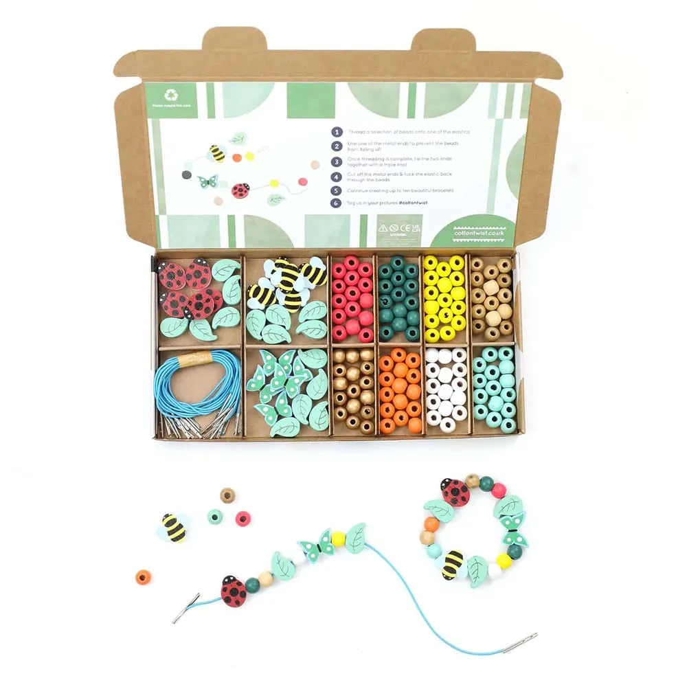 Wooden Bracelet Making Kit by Cotton Twist - Minibeasts