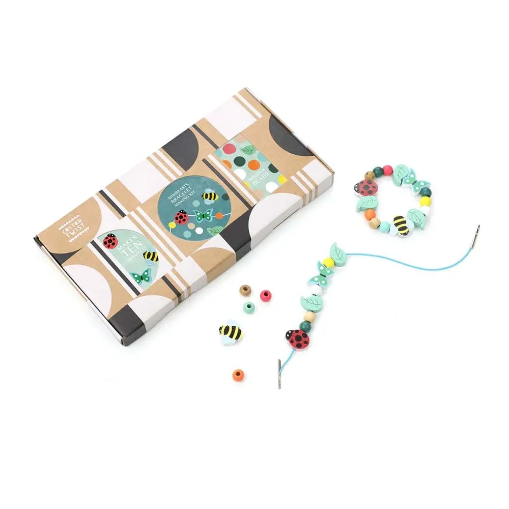 Wooden Bracelet Making Kit by Cotton Twist - Minibeasts