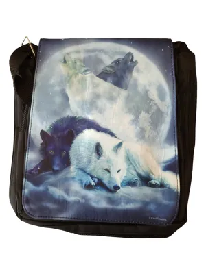 Yin Yang Wolf Mates by Carol Cavalaris, Small Messenger Bag